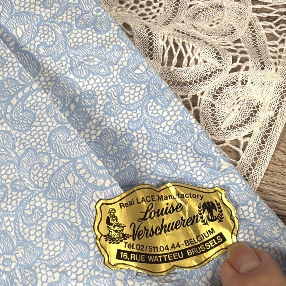 VTG Louise Verschueren Brussels Belgian Lace Dress Front Collar Original Bag - Picture 8 of 16